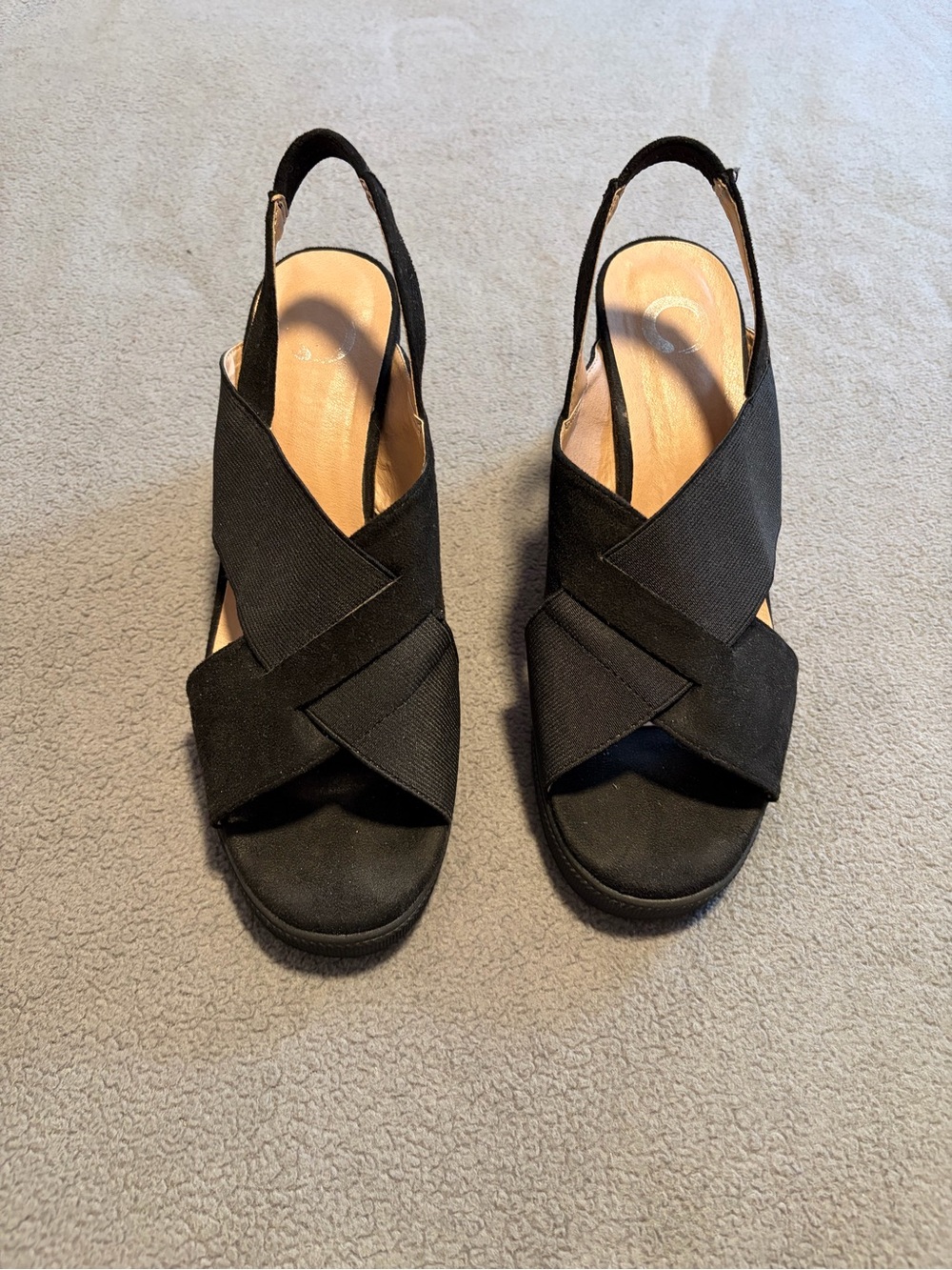 Journee Collection Black Crisscross Slingback Platform Sandals